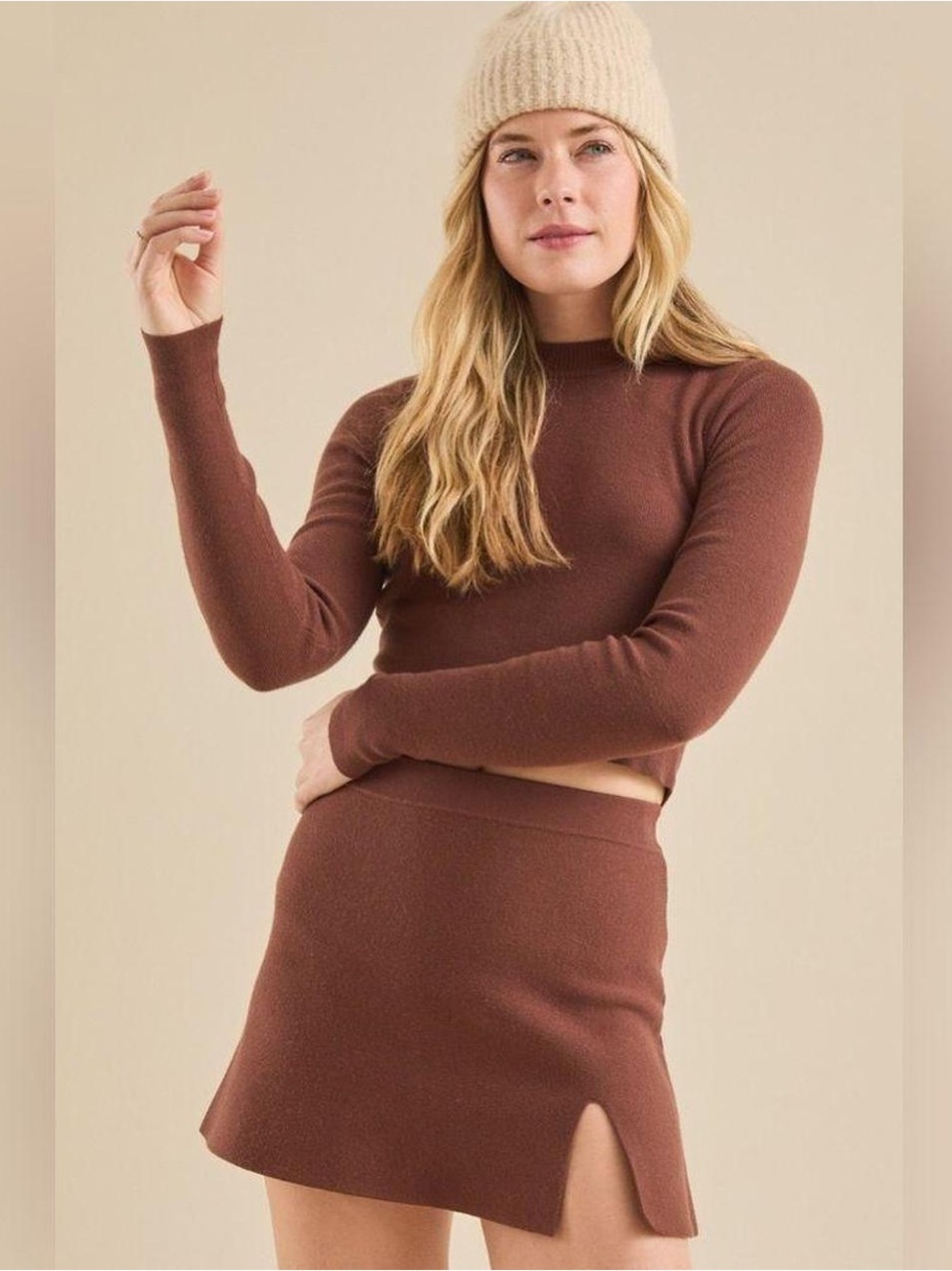 Altar’d State Kai Women's Knit Mini Skirt - Rust NWT